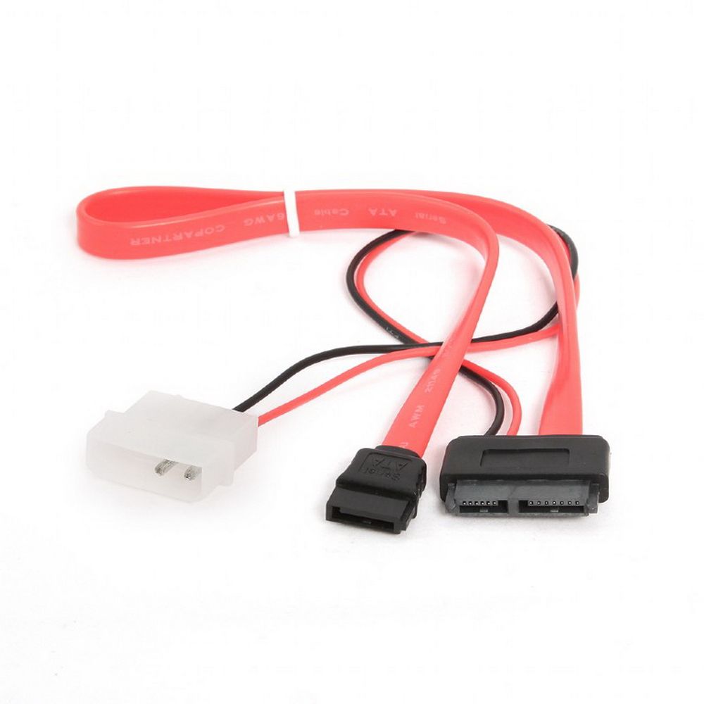 Кабель Cablexpert CC-SATA-C2 Combo Slim(mini) SATA molex+SATA / SATA, 15pin+7pin, (длина инт - 35см, питание - 30см)