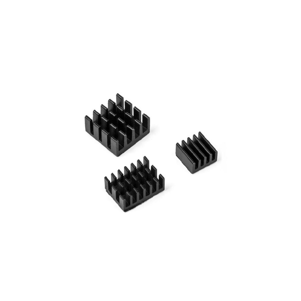 Набор радиаторов ACD RA537   Black 3 in 1 Heat Sink Set Aluminum (15x10x5мм, 14x14x6мм и 8.8x8.8x5мм) for Raspberry Pi 4B комплект из 3шт