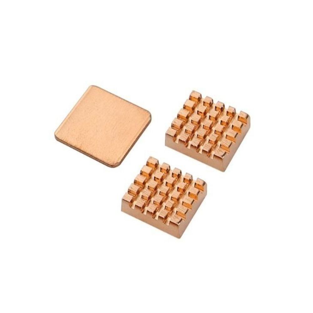 Набор радиаторов медных ACD RA257 Ultra Strong Pure Copper Heatsink Set (1шт RA256+2шт RA026) (2 шт 14x12x5.5мм и 1шт 15x15x1мм) for Raspberry 3B+/4B (RASP2305) комплект из 3 шт