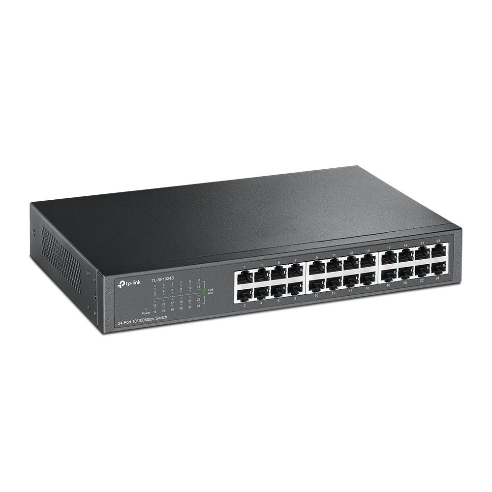 Коммутатор TP-LINK TL-SF1024D 24-портовый 10/100 Мбит/с коммутатор, 24 порта RJ45 10/100 Мбит/с, 1U 13-дюймовый монтируемый в стойку стальной корпус (021498) TL-SF1024D