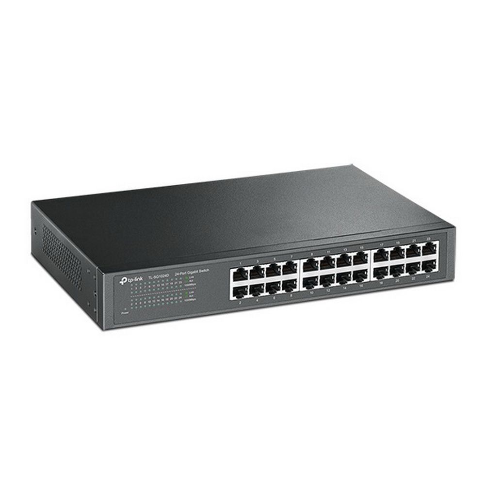 Коммутатор TP-LINK TL-SG1024D 24-портовый гигабитный настольный/монтируемый в стойку коммутатор, 24 порта RJ45 10/100/1000 Мбит/с, 1U 13-дюймовый стальной корпус {8} (020620)