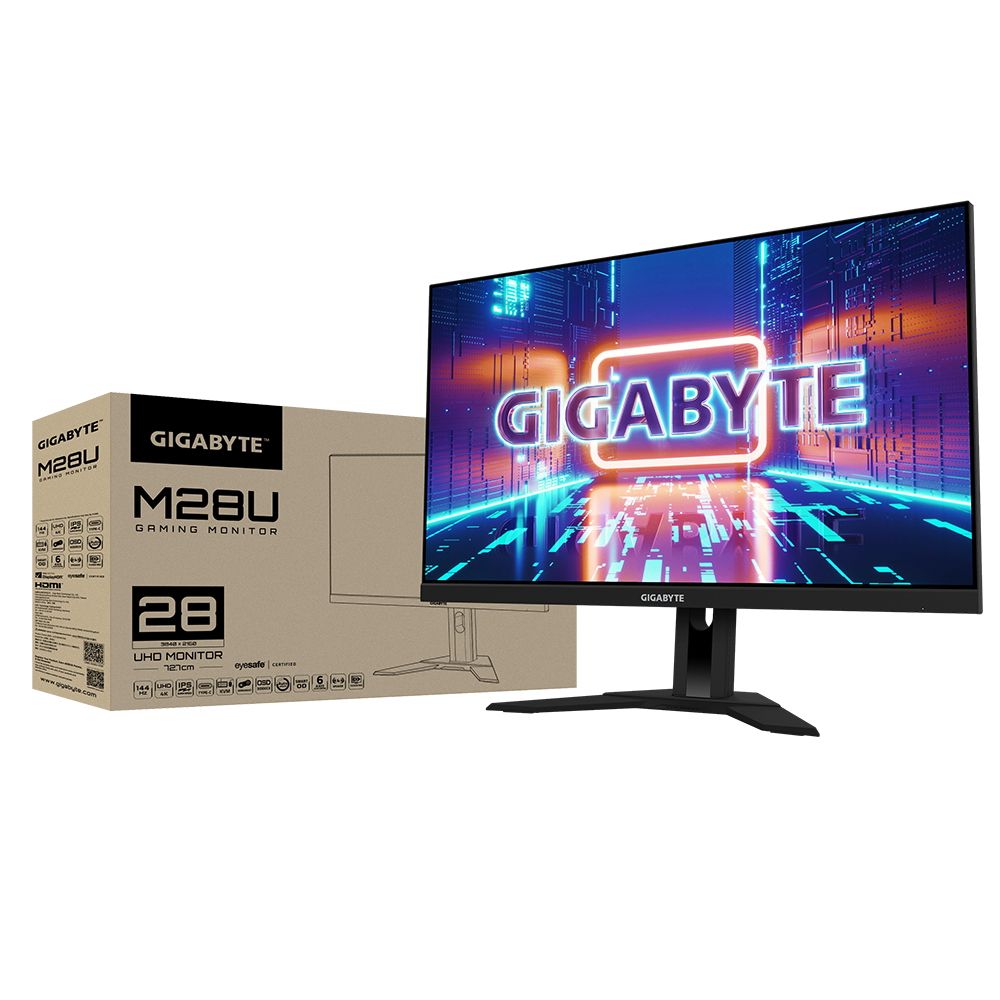 Монитор Gigabyte 28" M28U-EK Gaming monitor Black (IPS, 3840x2160, HDMI+HDMI+DP, 2,26 ms, 178°/178°, 300 cd/m, 1000:1, 2xUSB3.0, USB Type-C, 144Hz, MM) (20VM0-M28UBA-1EKR) (810887)