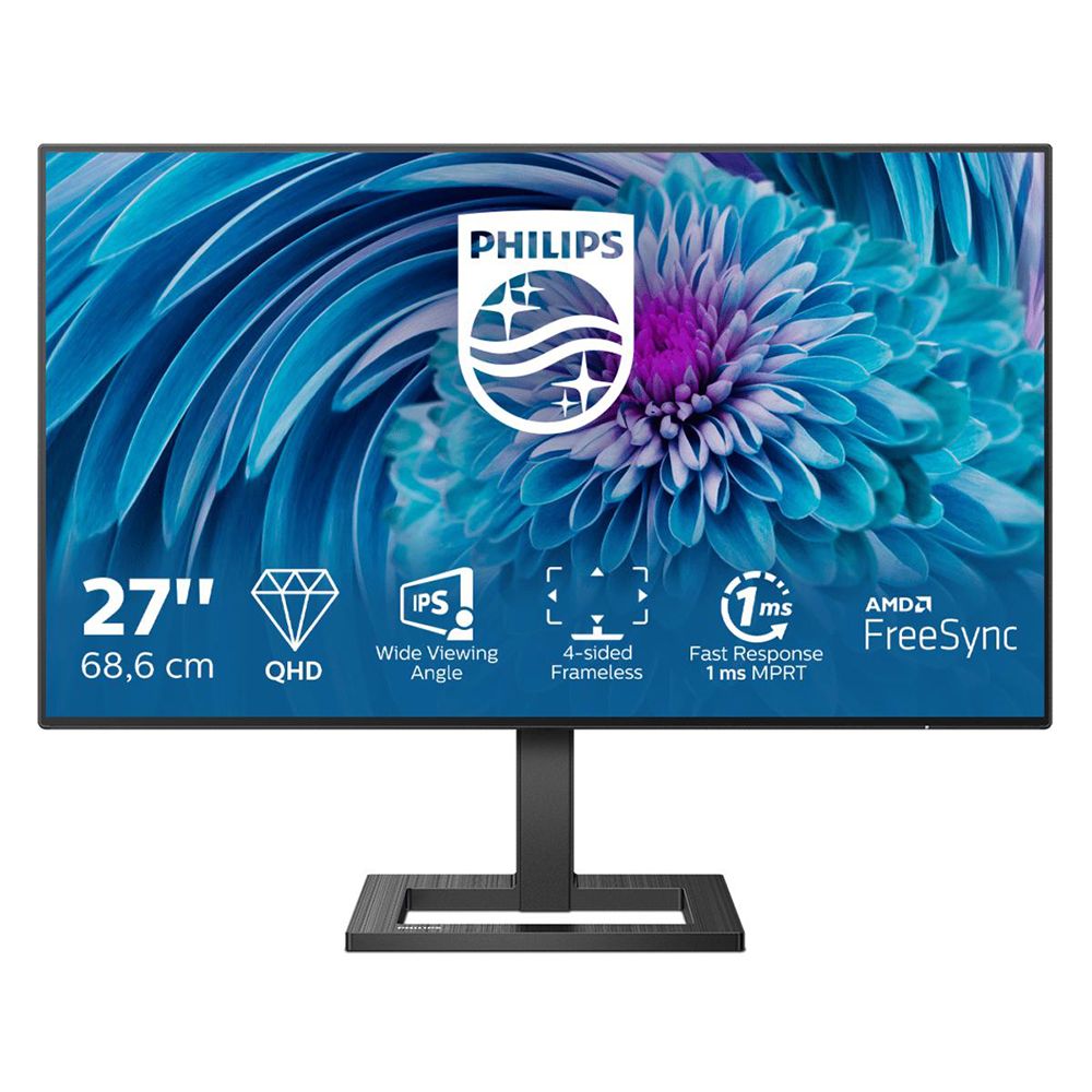 Монитор Philips 27" 275E2FAE (00/01) Black (IPS, 2560x1440, HDMI+DP, 1 ms, 178°/178°, 350 cd/m, 1000:1, MM Pivot) (767655) (767648)