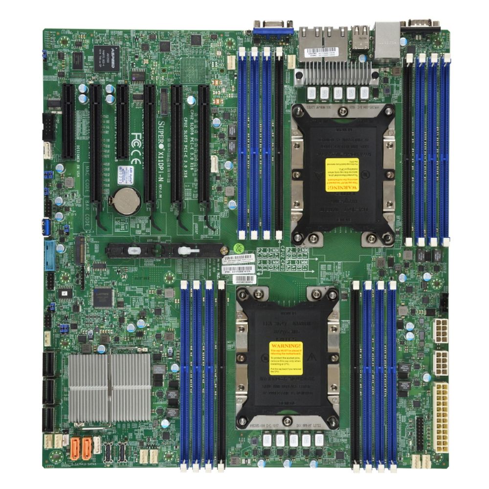 Материнcкая плата SuperMicro MBD-X11DPI-N-B E-ATX Up to 2TB 3DS ECC RDIMM 14 SATA3 4 USB 2.0 ports 5 USB 3.0 ports 1 VGA port, 2x1GbE (272242) (incl. 1x I/O Shield MCP-260-00042-0N, 2x CBL-0044L )