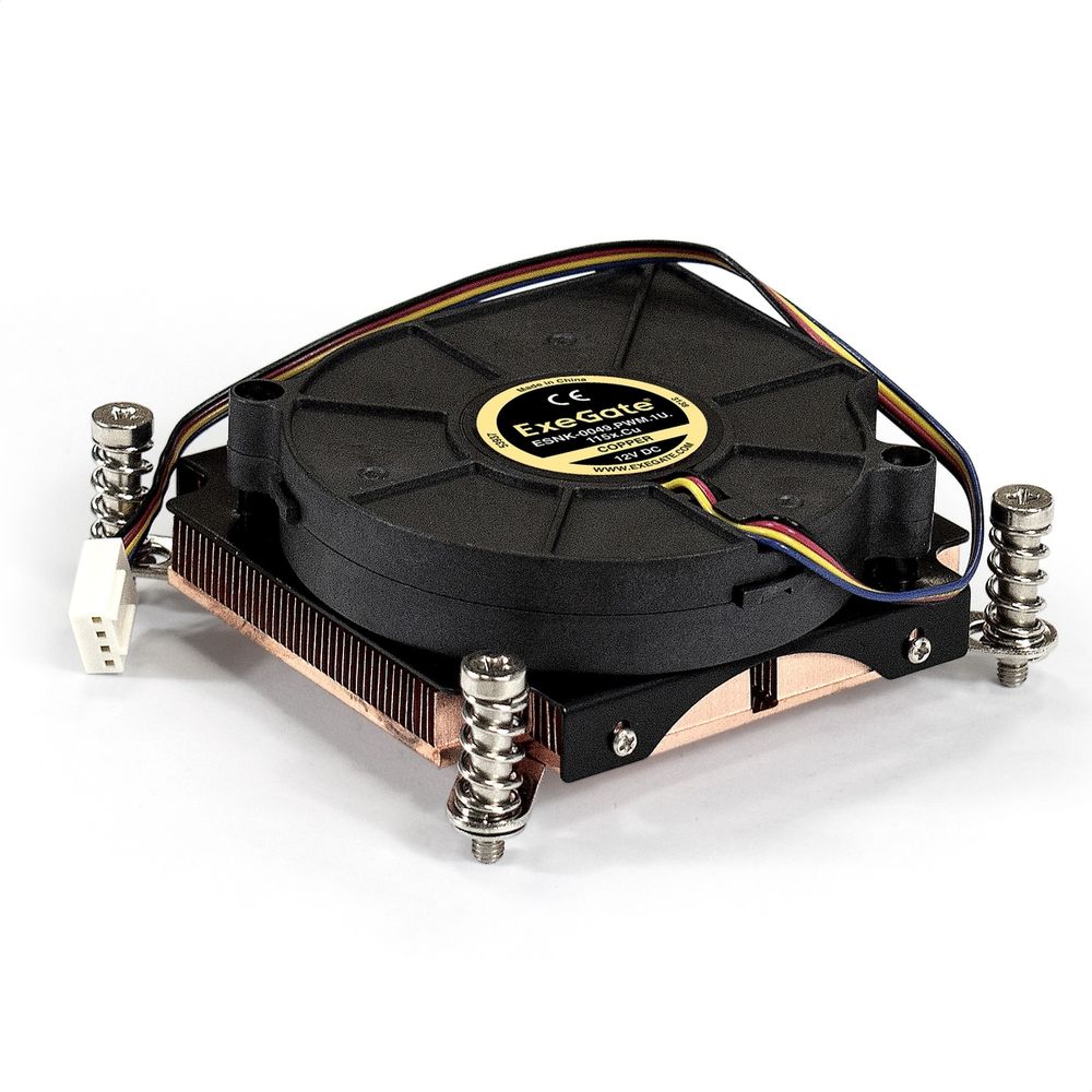 Вентилятор Exegate Кулер ExeGate ESNK-0049.PWM.1U.115x.Cu (Медный, 1U, LGA1150/1151/1155/1156/1200, TDP 115W, Fan 75mm, PWM, 2000-5000RPM, 2 ball bearing, 4pin, 46-54db, ресурс 70000 часов, 345г, на винтах, с термопастой, Retail box)