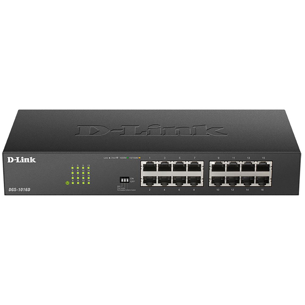 Коммутатор D-Link DGS-1016D/J1A Неуправляемый коммутатор с 16 портами 10/100/1000Base-T