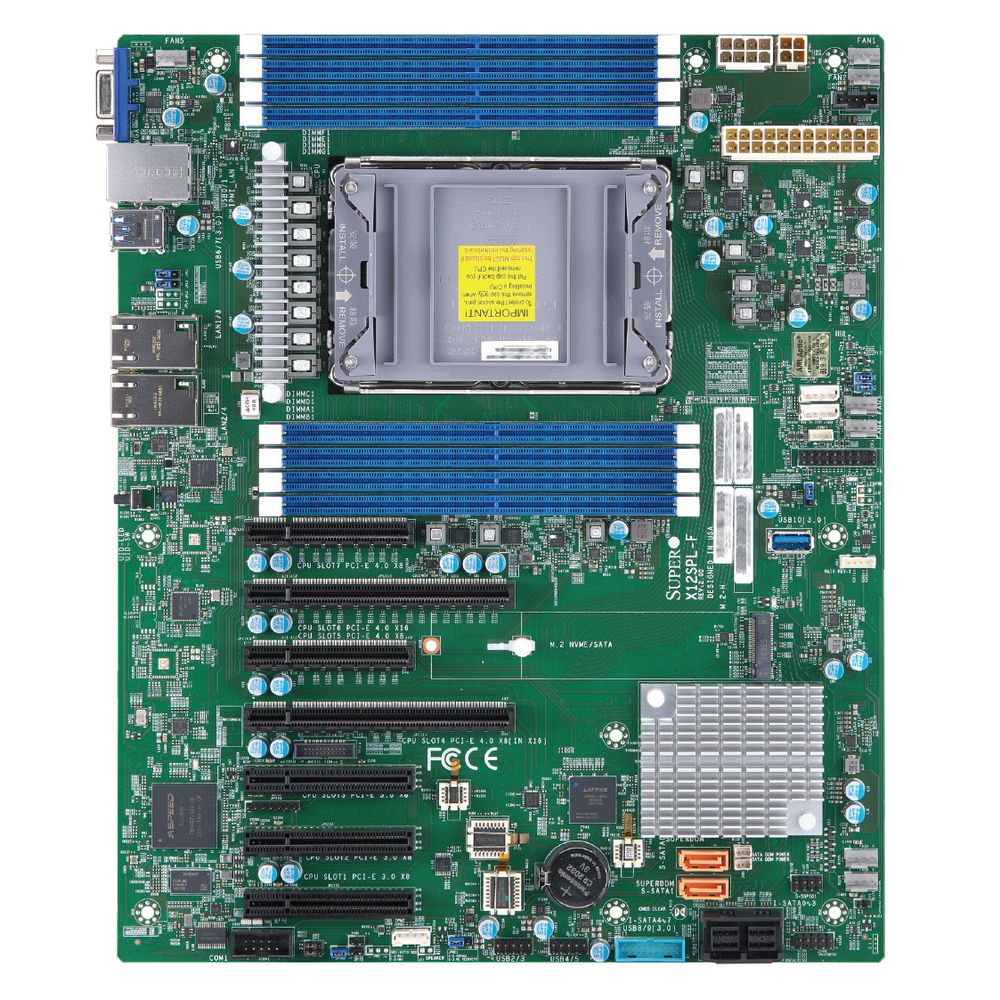 Материнская плата SuperMicro Материнская плата MBD-X12SPL-F-B 3rd Gen Intel®Xeon®Scalable processors,Single Socket LGA-4189(Socket P+)supported,CPU TDP supports Up to 270W TDP,Intel® C621A,Up to 2TB 3DS ECC RDIMM,DDR4-3200MHz Up to 2TB Intel®Optane™Persistent Memory, in 8 DIMM slots