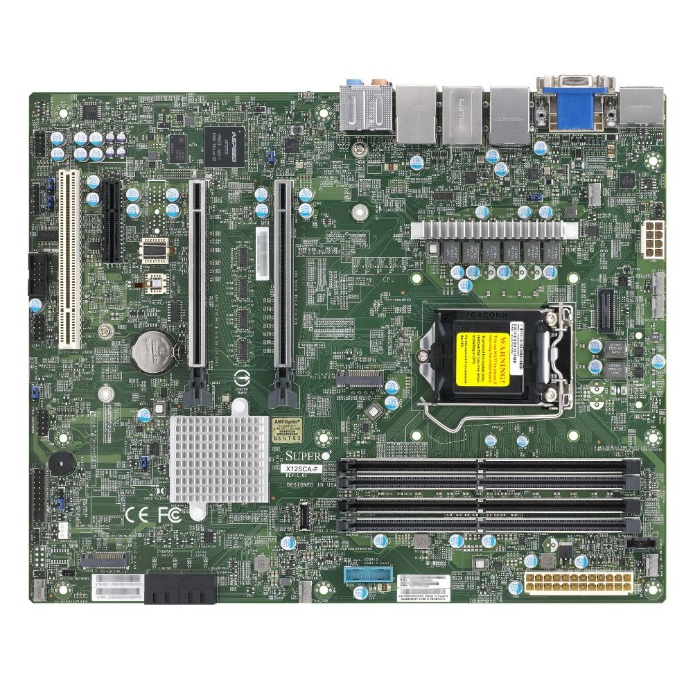 Материнская плата SuperMicro  MBD-X12SCA-F-B W-1200 CPU, 4 DIMM slots, Intel W480 controller for 4 SATA3 (6 Gbps) ports, RAID 0,1,5,10, 1 PCI-E 3.0 x4, 2 PCI-E 3.0 x16 slots, bulk (414437)