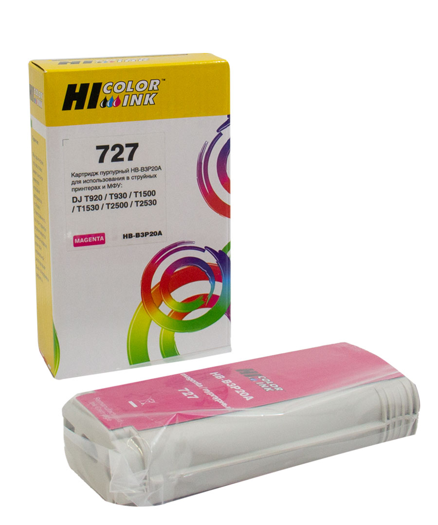Картридж Hi-Black (B3P20A) для HP DJ T920/T1500, Magenta, №727, 130 мл