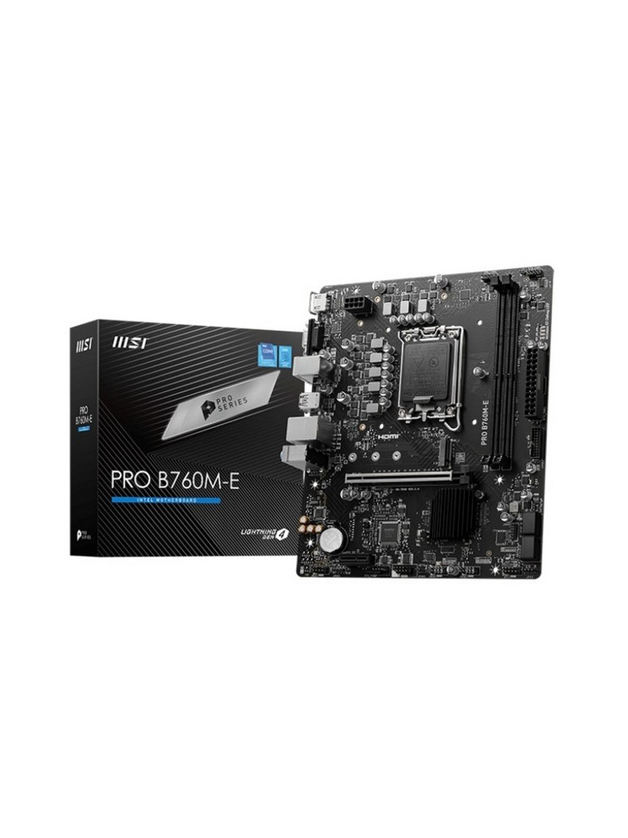 Материнская плата MSI PRO B760M-P (LGA1700, mATX, B760, 4xDDR5, 1xPCI-Ex16, 2xM.2, HDMI+DP+VGA, RTL) (PRO B760M-P)