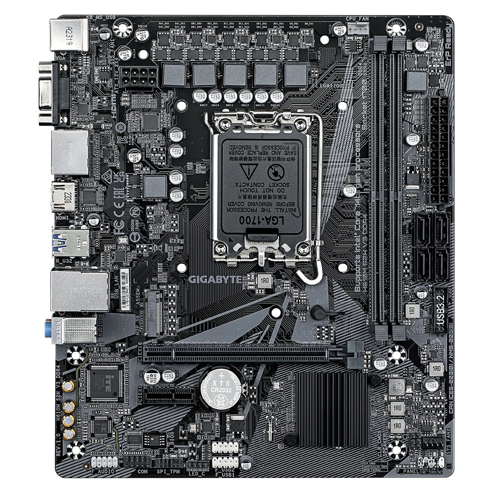 Материнская плата GIGABYTE H610M H V3 DDR4 (LGA1700, mATX, H610, 2xDDR4, 1xPCI-Ex16, 1xM.2, VGA+HDMI, RTL) (H610M H V3 DDR4)