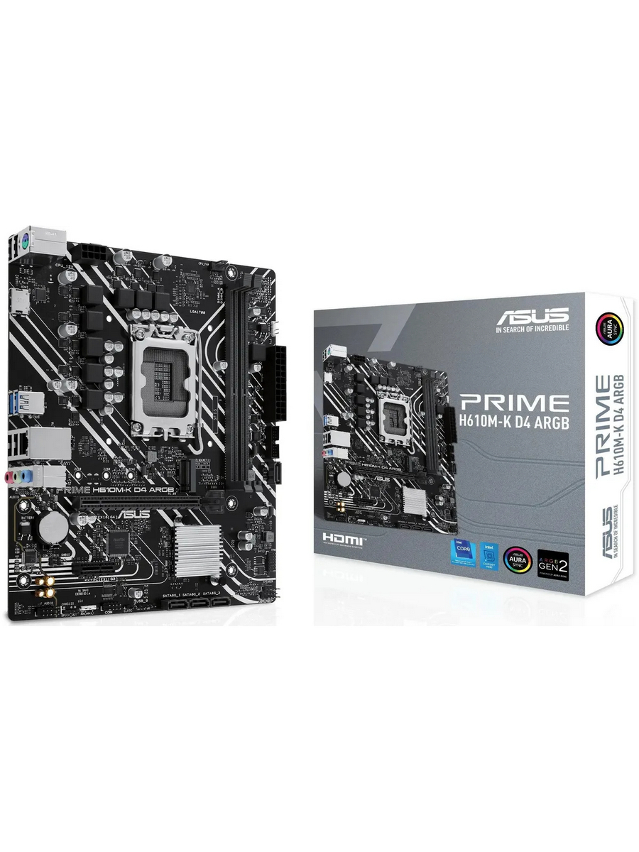 Материнская плата ASUS PRIME H610M-K D4 ARGB (LGA1700, mATX, H610, 2xDDR4, 1xPCI-Ex16, 1xM.2, HDMI) (H610M-K D4 ARGB)