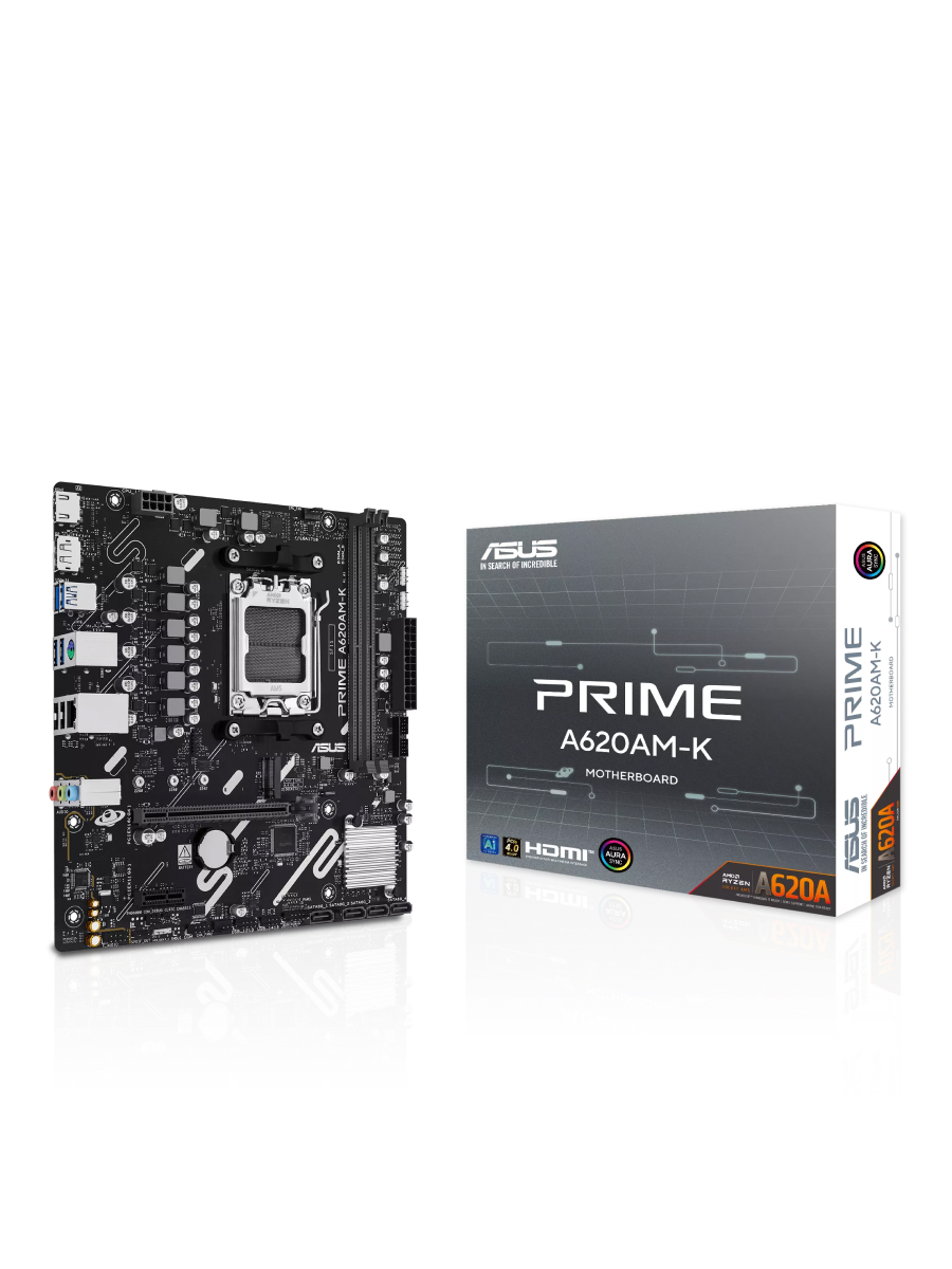 Материнская плата ASUS PRIME A620AM-K (AM5, mATX, A620, 2xDDR5, 1xPCI-Ex16, 1xM.2, DP+HDMI, RTL) (PRIME A620AM-K)