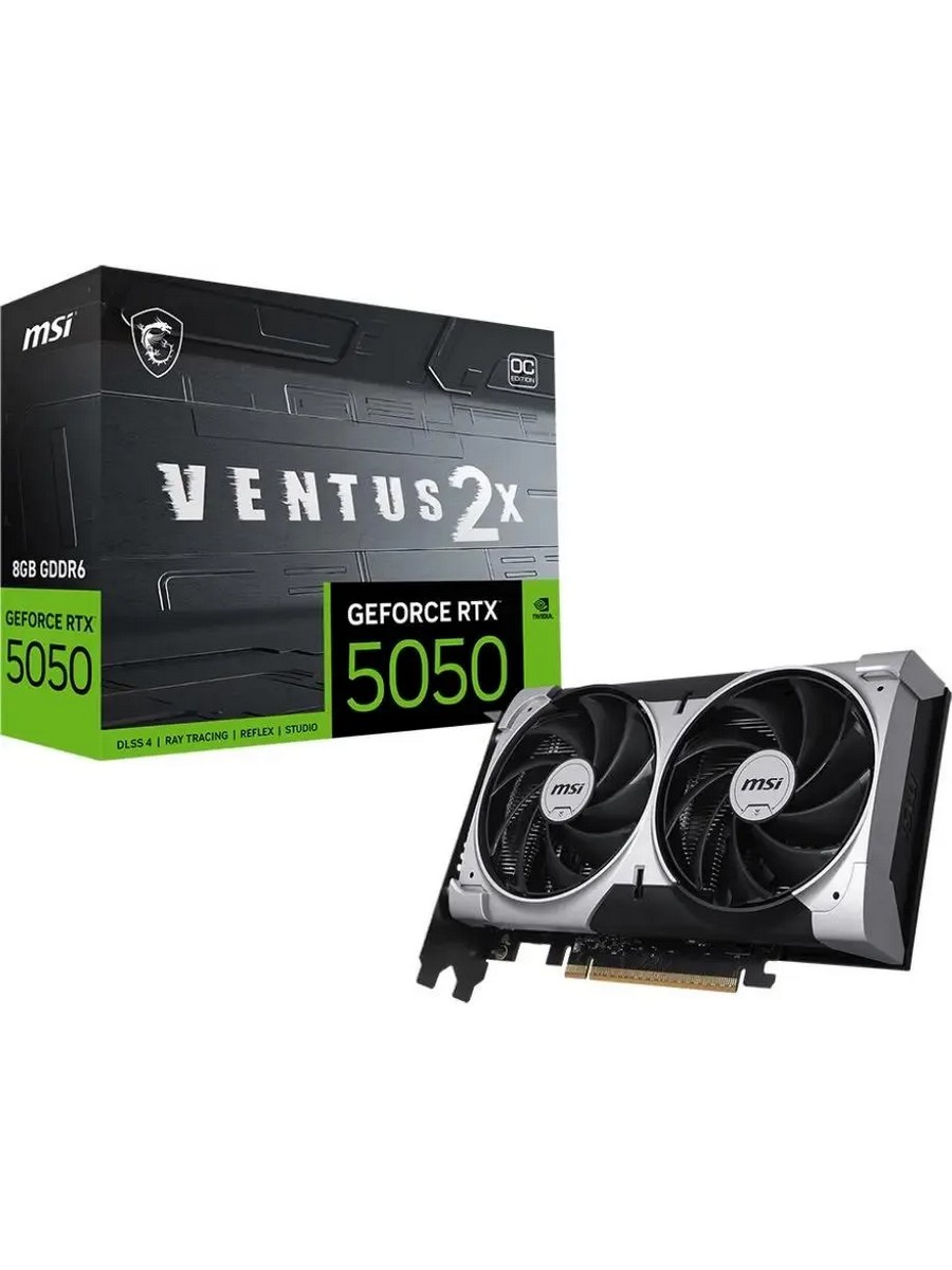 Видеокарта MSI nVidia GeForce RTX 5050 VENTUS 2X OC (8Gb, GDDR6, 128 bit, 3xDP+HDMI, RTL) (RTX 5050 8G VENTUS 2X OC)