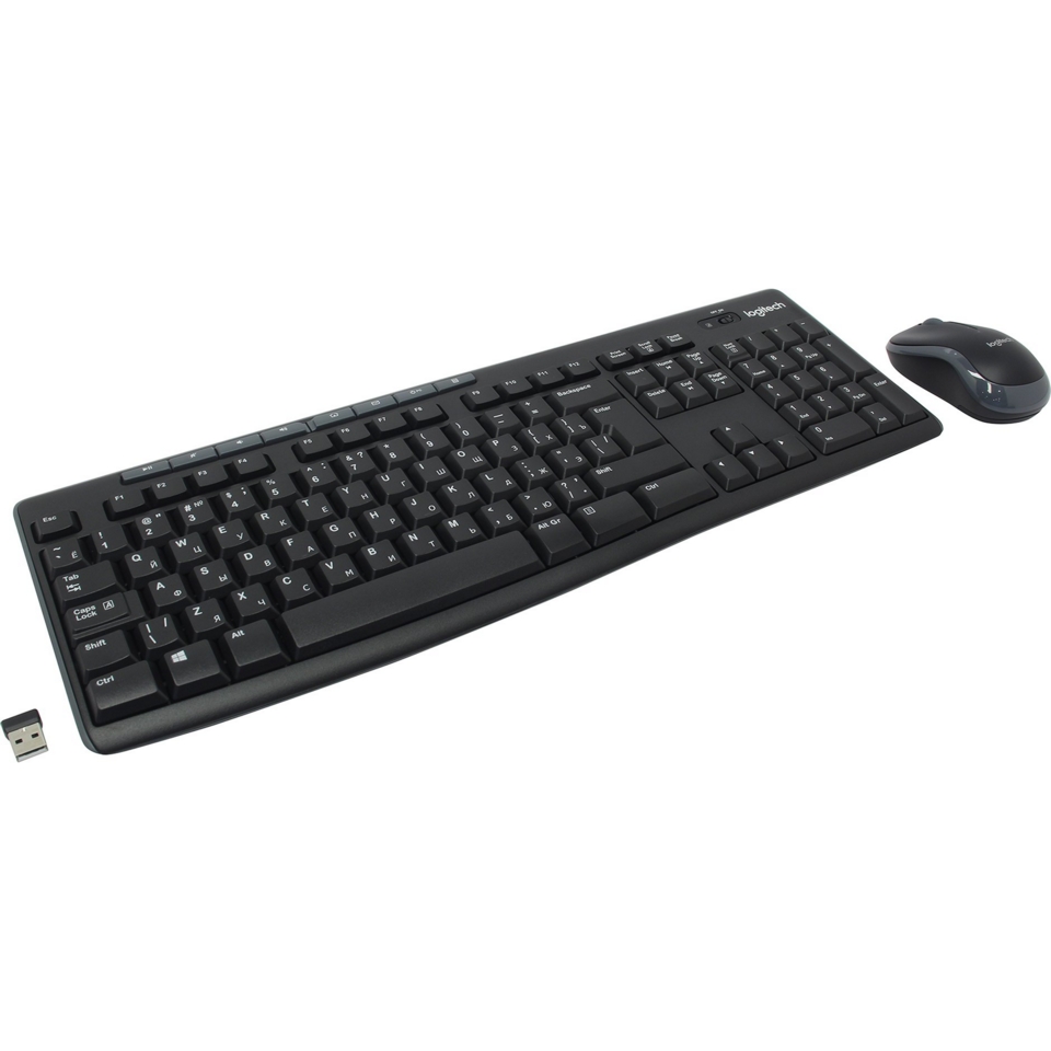 Комплект клавиатура+мышь беспроводной LOGITECH MK220 черный (USB, 1000dpi) (920-003169)