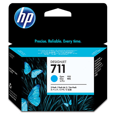Cartridge HP 711 для DJ T120/T125/T130/T520/T525/T530, тройная упаковка CZ130A, голубой (3*29мл)