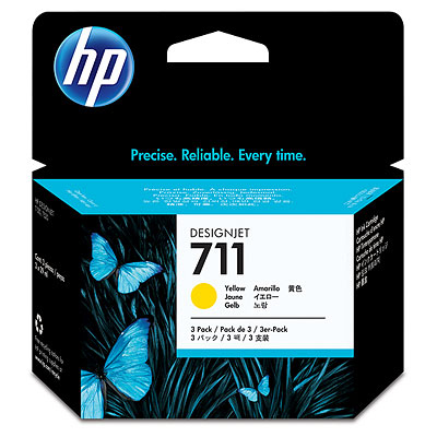 Cartridge HP 711 для DJ T120/T125/T130/T520/T525/T530, тройная упаковка CZ132A, желтый (3*29мл)
