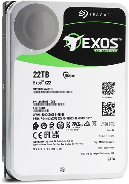 Seagate Exos X24 HDD 3.5" SATA 20Tb, 7200 rpm, 512Mb buffer, 512e/4Kn, CMR, ST20000NM002H, 1 year