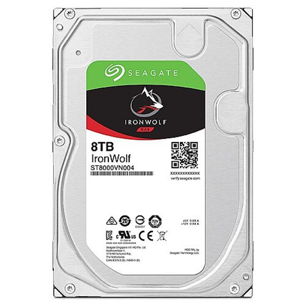 Seagate IronWolf NAS HDD 3.5" SATA 8Tb, 7200 rpm, 256Mb buffer,  512e, ST8000VN004, 1 year, (analog ST8000VN0022)