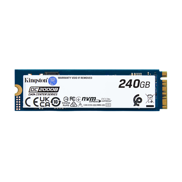 Kingston Enterprise SSD 240GB DC2000B M.2 2280 NVMe Gen4x4 R4500/W400MB/s  3D TLC MTBF 2М 260 000/18 000 IOPS 175,2TBW (Data Center) 1 Year Warrаnty