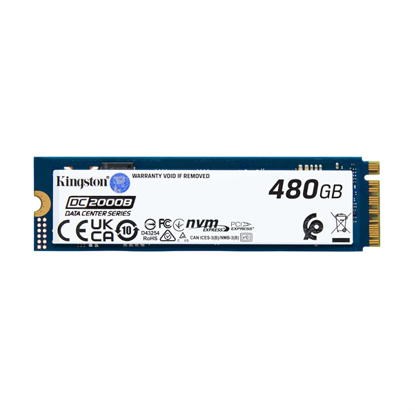 Kingston Enterprise SSD 480GB DC2000B M.2 2280 NVMe Gen4x4 R7000/W800MB/s  3D TLC MTBF 2М 530 000/32 000 IOPS 350,4TBW (Data Center) 1 Year Warrаnty