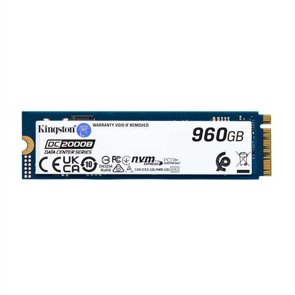 Kingston Enterprise SSD 960GB DC2000B M.2 2280 NVMe Gen4x4 R7000/W1300MB/s  3D TLC MTBF 2М 540 000/47 000 IOPS 700,8TBW (Data Center) 1 Year Warrаnty
