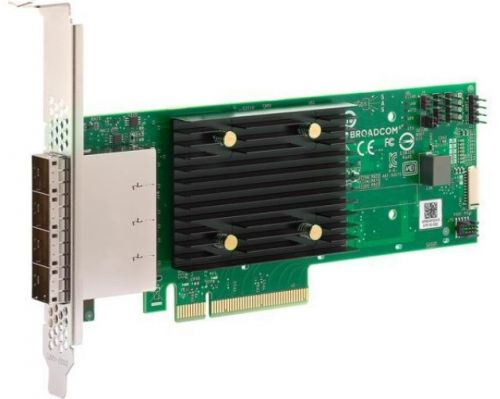 Broadcom HBA Controller 9600-16e, PCIe 4.0 x8 LP, Tri-Mode SAS/SATA/NVMe 24G HBA, 16port (4*ext SFF8674), SAS4016, 1 year