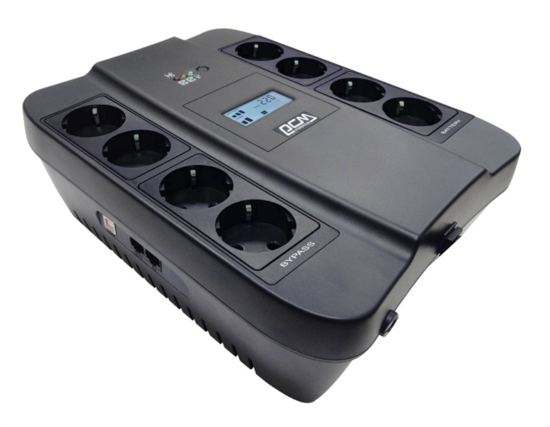 Powercom Back-UPS SPIDER, Line-Interactive, LCD, AVR, 550VA/330W, 8xSchuko outlets (4 surge & 4 batt), black (1138685)