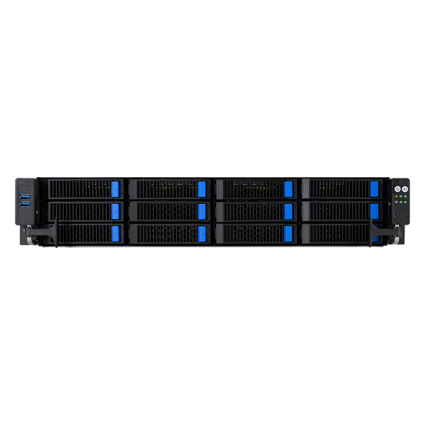 ASUS RS720-E11-RS12U 2U, 2x LGA4677, 32x DDR5(4800), 12x 3,5 (8xNVMe/SAS/SATA+4 NVMe/SATA), 2xM.2 slot 2280, 6x PCIe G5 x8 or 3 x PCIe G5 x16, up to 4 dual-slot GPUs, 1x OCP 3.0, 2x10Gbe RJ45, 2x2600W