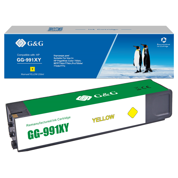 Cartridge G&G 991X для HP PageWide Managed 16 000 стр. желтый аналог X4D16AC, M0K25XC, M0J98AE  гарантия 36 мес.