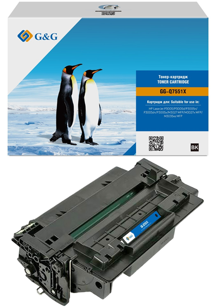 G&G GG-Q7551X черный (13000стр.) для HP LJ P3005/M3027 MFP/M3027x MFP/M3035xs MFP