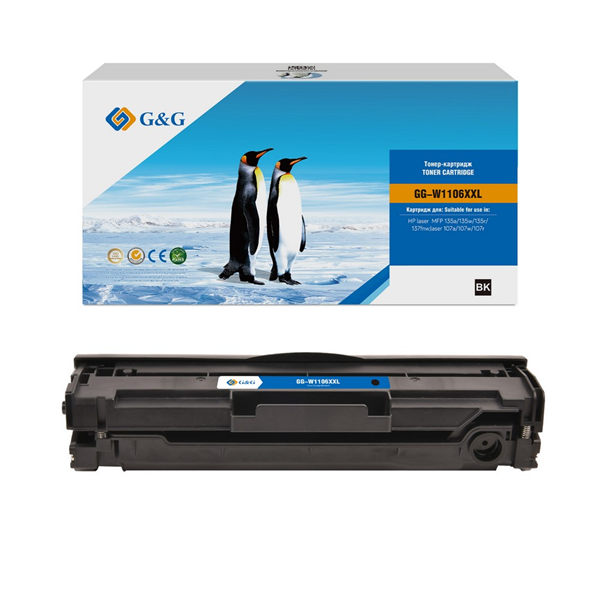 G&G GG-W1106XXL W1106A черный (5000стр.) для HP Laser 107a/107r/107w/135a MFP/135r MFP/135w MFP/137fnw MFP