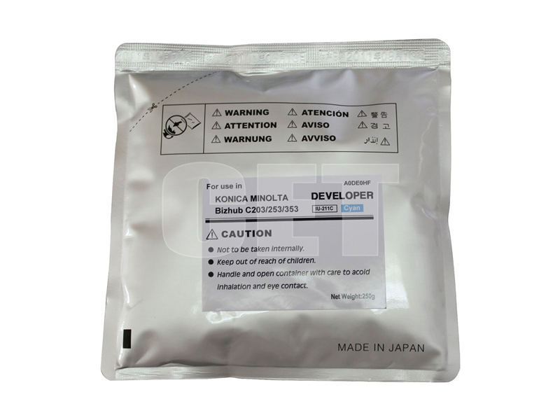 Девелопер для KONICA MINOLTA Bizhub C200/C203/C253/C353 (CET) Cyan, 250г/пак, 75000 стр., CET6824