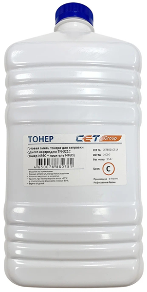 Тонер NF6C + носитель NF6D TN-321C для KONICA MINOLTA Bizhub C224/284/364 (CET) Cyan, 514г/бут, CET8521C-514, TN-321C