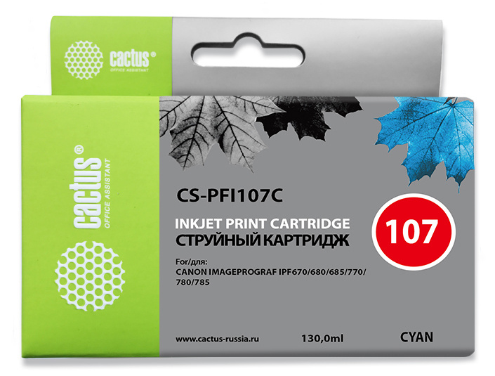 Cactus CS-PFI107C PFI-107C синий (130мл) для Canon IP iPF670/iPF680/iPF685/iPF770/iPF780/iPF785/