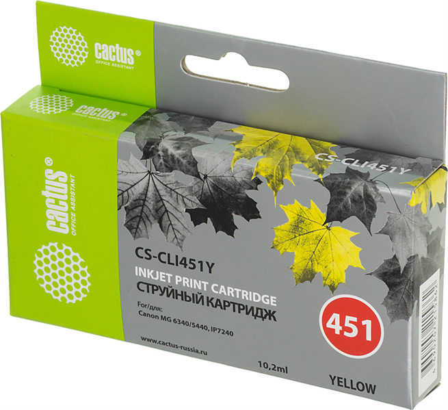 Cactus CS-CLI451Y желтый (12мл) для Canon MG6340/5440/IP7240