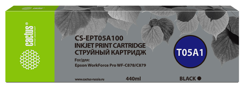 Cactus CS-EPT05A100 T05A1 черный (440мл) для Epson WorkForce Pro WF-C878/C879
