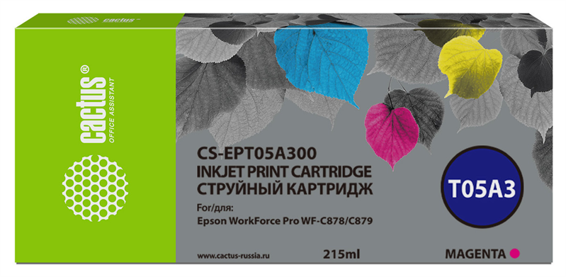 Cactus CS-EPT05A300 T05A3 пурпурный (215мл) для Epson WorkForce Pro WF-C878/C879