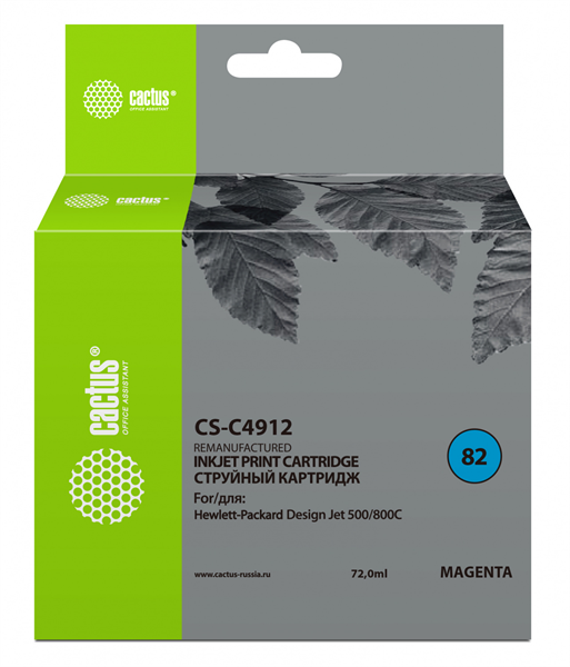 Cactus CS-C4912 №82 пурпурный (72мл) для HP DJ 500/800C