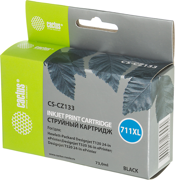 Cactus CS-CZ133 №711 черный (73мл) для HP DJ T120/T520