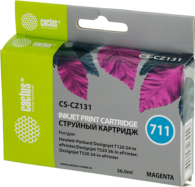 Cactus CS-CZ131 №711 пурпурный (26мл) для HP DJ T120/T520
