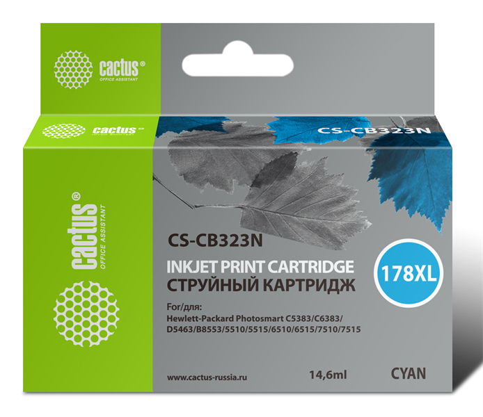 Cactus CS-CB323N(CS-CB323) №178XL синий (14.6мл) для HP PS B8553/C5383/C6383/D5463/5510