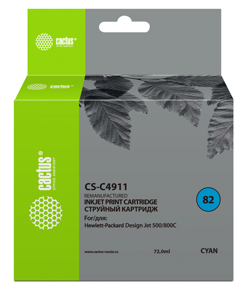 Cactus CS-C4911 №82 голубой (72мл) для HP DJ 500/800C