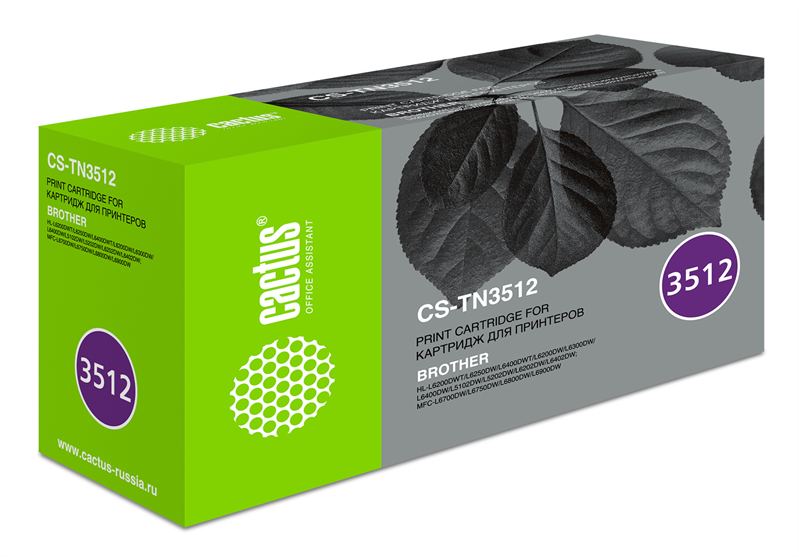 Cactus CS-TN3512 TN-3512 черный (12000стр.) для Brother DCP L6600DWHL/L6250DNHL/L6300DWHL/L6400DWHL/L6400DWTMFC/L6800DWMFC/L6800DWTMFC/L6900DWMFC/L6900DWT