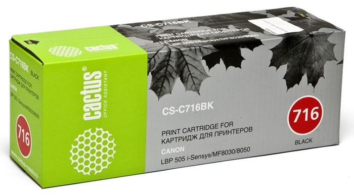 Cactus CS-C716BK 716 BK черный (2300стр.) для Canon i-Sensys MF8030/MF8030cn/MF8050/LBP 5050