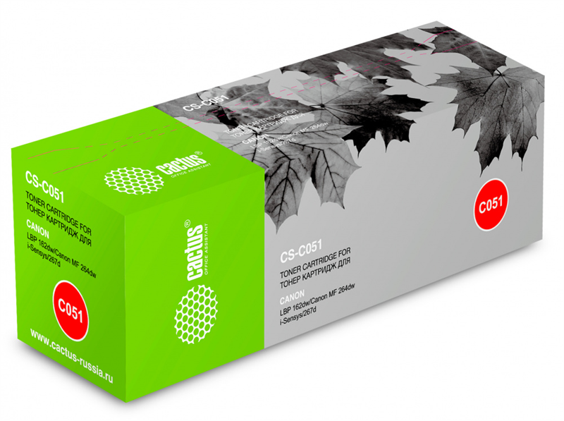 Cactus CS-C051 Cartridge 051 черный (1700стр.) для Canon LBP 162dw/MF 264dw/267dw/269dw