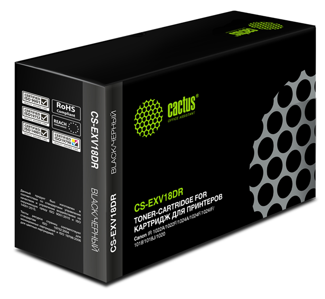 Cactus CS-EXV18DR черный ч/б:26900стр. для IR 1022A/1022F/1024A/1024F/1024IF/1018/1018J/1020/1019J/1023/1025 Canon