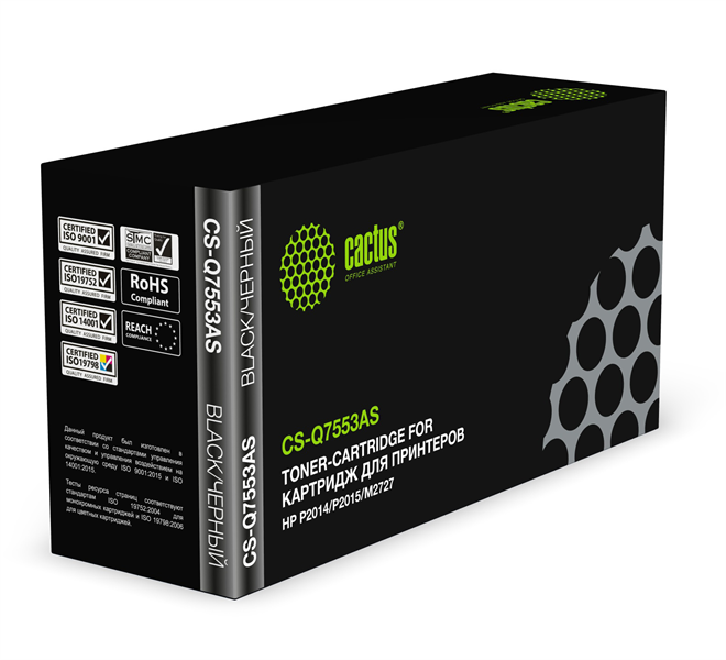 Cactus CS-Q7553AS Q7553A черный (3000стр.) для HP P2014/P2015/M2727