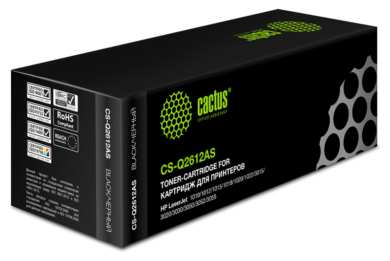 Cactus CS-Q2612AS Q2612A черный (2000стр.) для HP LJ 1010/1012/1015/1018/1020/1020Plus/1022/3015/3020