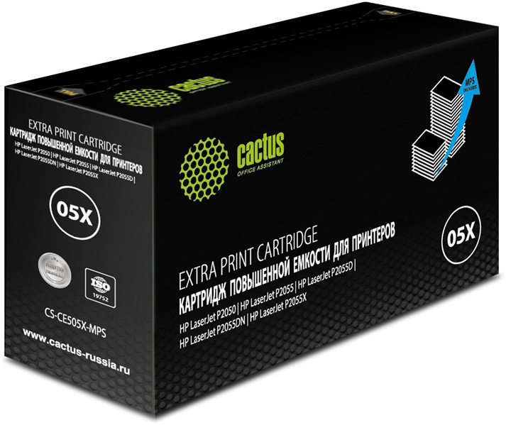 Cactus CS-CE505X-MPS CE505XX черный (13000стр.) для HP LaserJet P2050 /P2055 /P2055D/ P2055DN / P2055X